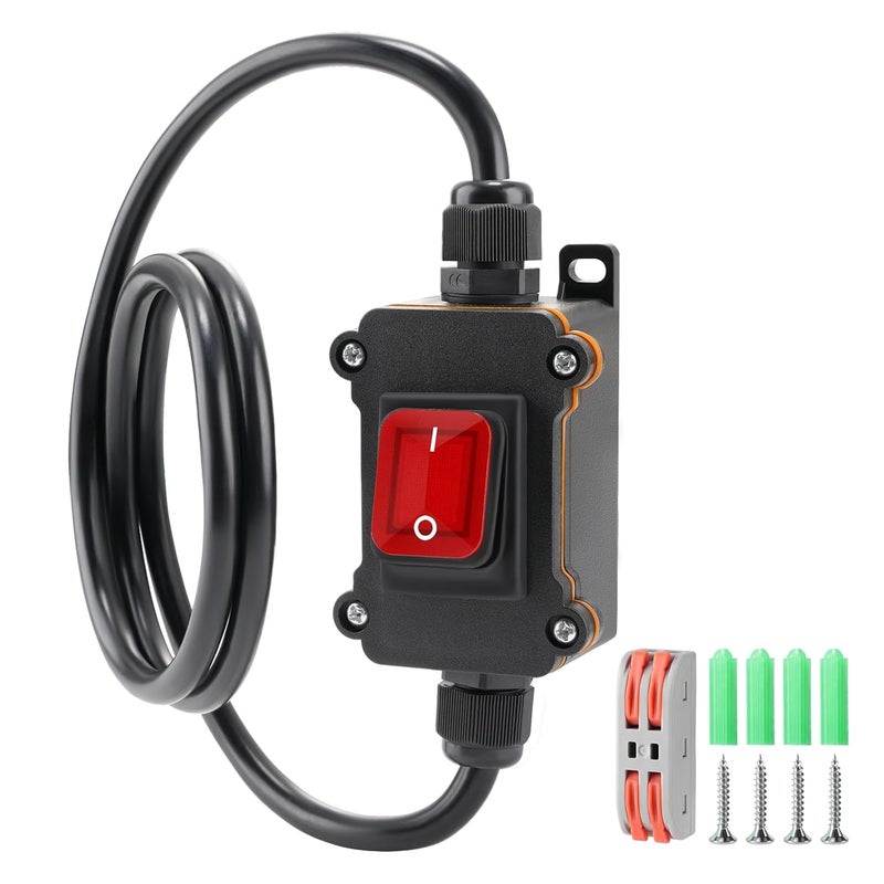 Tevacohn IP67 Waterproof Inline Cord Switch 12V-24V, ON/Off DC Power Switch with Red LED Light, 4-Pin DPST Rocker Switch with 14AWG Wire for Automotive, Marine, Outdoor, RV, Boats, Solar (with Copper Wire) - Image 1